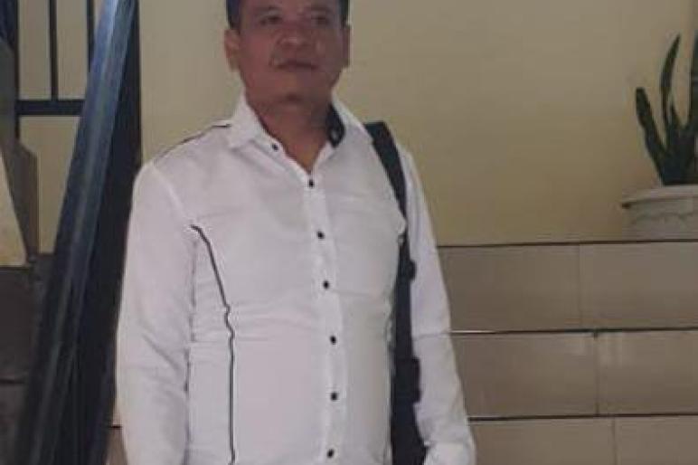 Joice Maradona Desak Inspektorat Audit Dana Desa Sungai Gerong.Jumat(14/2)(Harlis sang Putra - teropongpublik.co.id)